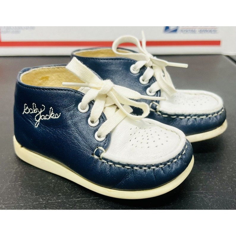 Vintage Jumping Jacks Baby Jacks Blue/white Leather Toddler Shoes SZ. 3