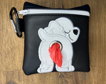 White Cocker Spaniel Dog poop bag holder - Pet waste bag dispenser - handmade - free shipping to canada