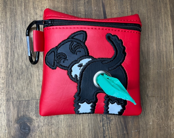 Black and white Schnauzer Dog poop bag holder - Pet waste bag dispenser - handmade - free shipping to canada