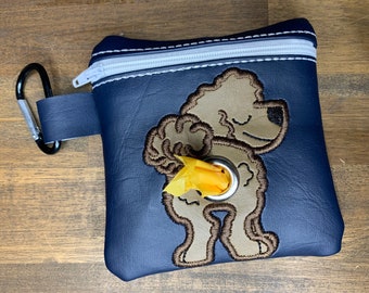 Light brown Labradoodle Dog poop bag holder - Pet waste bag dispenser - handmade - free shipping to canada
