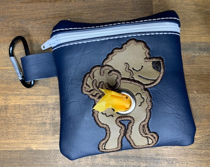 Light brown Labradoodle Dog poop bag holder - Pet waste bag dispenser - handmade - free shipping to canada