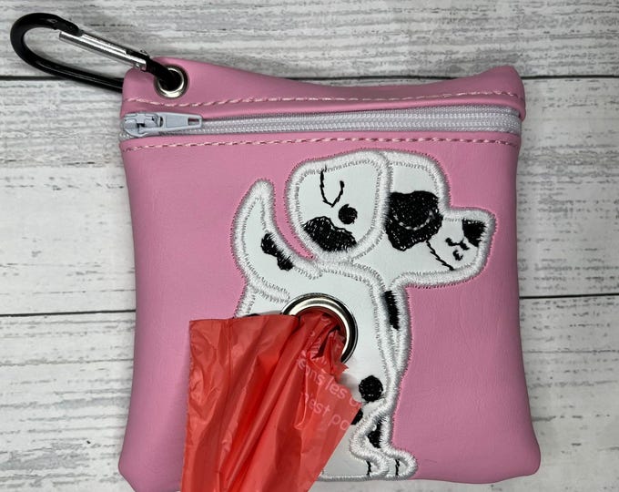 Dalmatian Dog poop bag holder - Pet waste bag dispenser - handmade - free shipping to canada