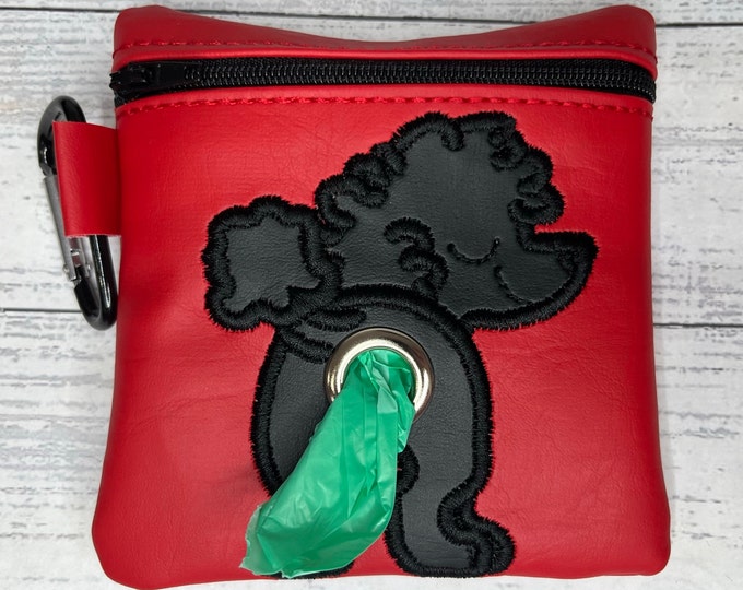 Black Poodle Dog poop bag holder - Pet waste bag dispenser - handmade - free shipping to canada