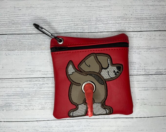 Beagle dog poop bag - white zipper - Pet waste bag dispenser - handmade - free shipping to canada