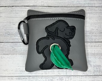 Black Great Pyrenees dog poop bag holder - Pet waste bag dispenser - handmade - free shipping to canada