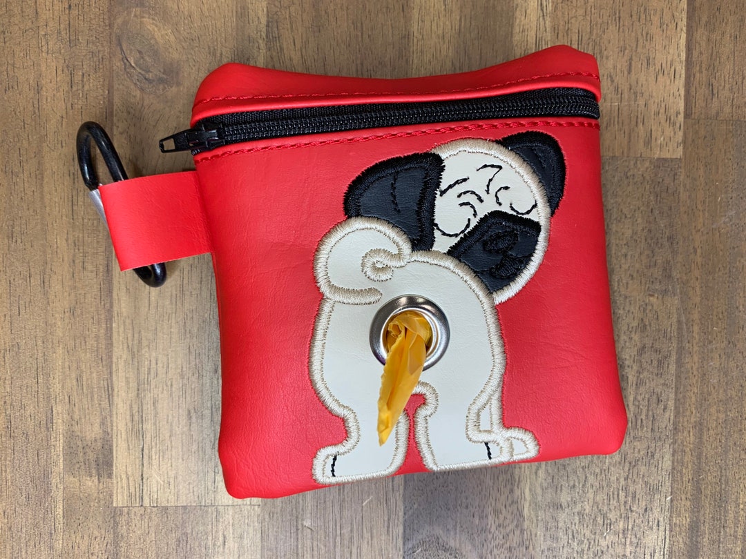 Pug / Carlin Dog Poop Bag Holder Pet Waste Bag Dispenser Handmade Free
