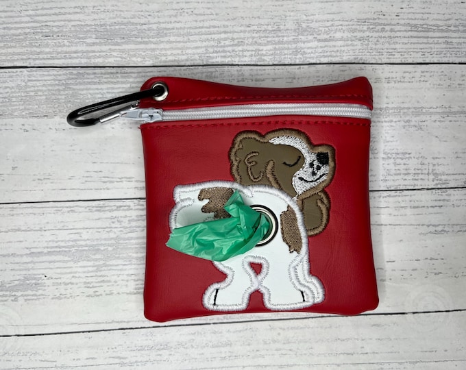 Light brown (blenheim) Cavalier King Charles / English springer - Dog poop bag holder - Pet waste bag dispenser - handmade