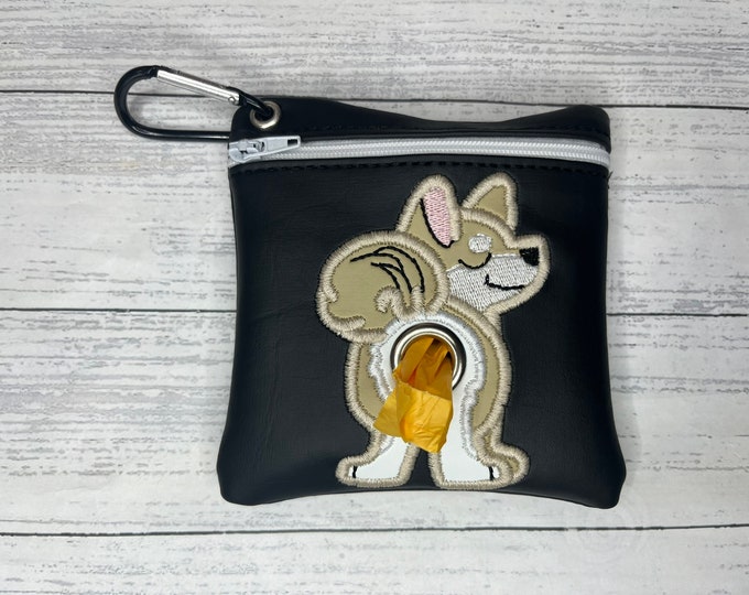 Shiba Inu Dog poop bag holder - Pet waste bag dispenser - handmade - free shipping to canada