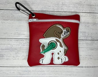 Light brown Brittany Spaniel Dog poop bag holder - Pet waste bag dispenser - handmade - free shipping to canada