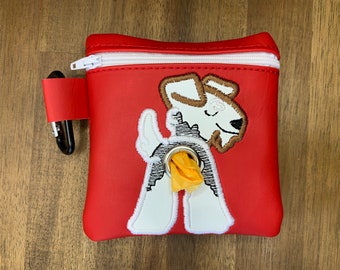 Wire fox terrier Dog poop bag holder - Pet waste bag dispenser - handmade - free shipping to canada