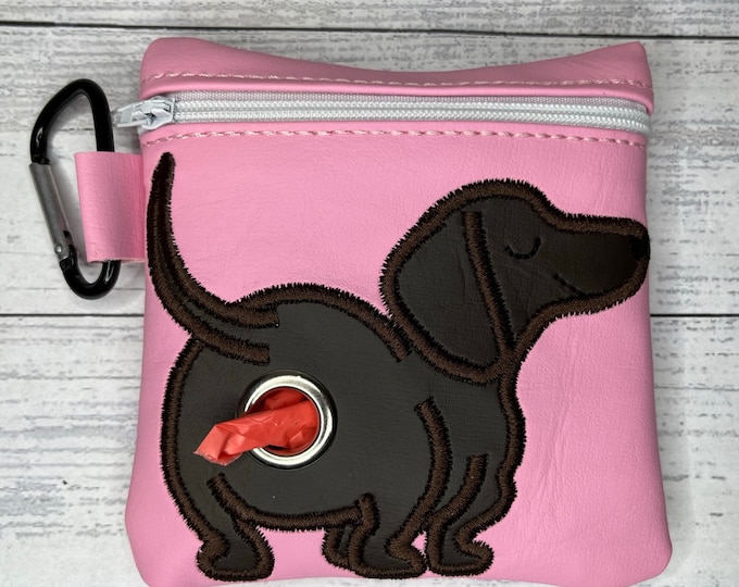 Dark brown Dachshund - Dog poop bag holder - Pet waste bag dispenser - handmade - free shipping to canada