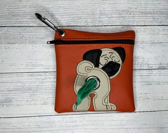 Pug / Carlin Dog poop bag holder - Pet waste bag dispenser - handmade - free shipping to canada