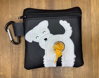 White Schnauzer Dog poop bag holder - Pet waste bag dispenser - handmade - free shipping to canada