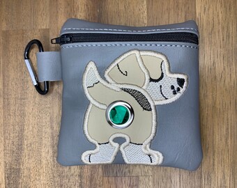 Beige Beagle Dog poop bag holder - Pet waste bag dispenser - handmade - free shipping to canada