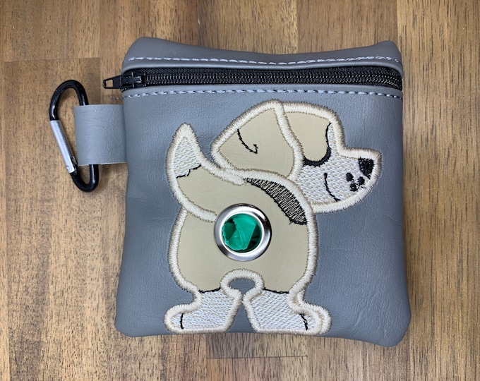 Beige Beagle Dog poop bag holder - Pet waste bag dispenser - handmade - free shipping to canada