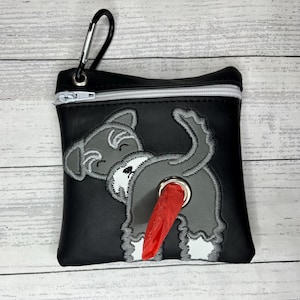 Schnauzer Grey and white Dog poop bag holder - Pet waste bag dispenser - Canine accessories - handmade - free shipping to canada