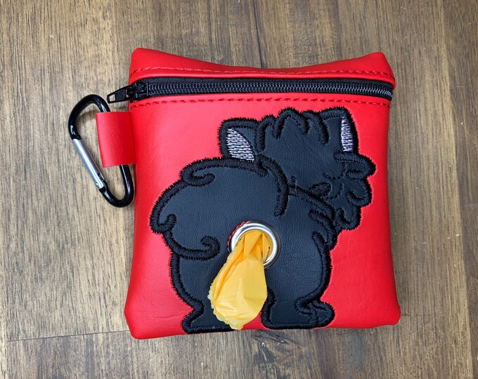 Black Pomeranian Dog poop bag holder - Pet waste bag dispenser - handmade - free shipping to canada
