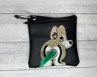 Beige, black, white Cardigan welsh corgi / Pembroke welsh corgi Dog poop bag holder - Pet waste bag dispenser - free shipping to canada