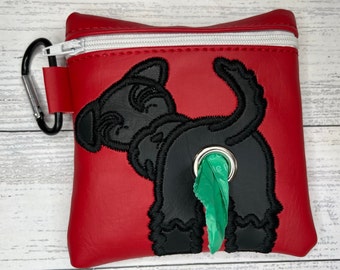 Black Schnauzer Dog poop bag holder - Pet waste bag dispenser - handmade - free shipping to canada
