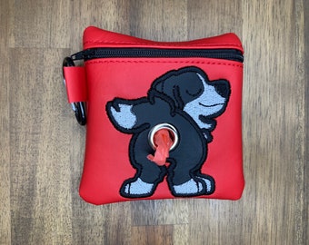 Labernese Saint-Pierre White and black Dog poop bag holder - Pet waste bag dispenser - handmade - free shipping to canada