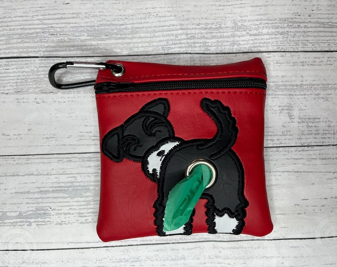 Black and white Schnauzer Dog poop bag holder - Pet waste bag dispenser - handmade - free shipping to canada