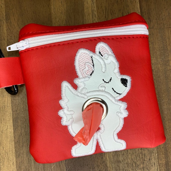 West highland white terrier / American Eskimo Dog poop bag holder - Pet waste bag dispenser - handmade - free shipping to canada