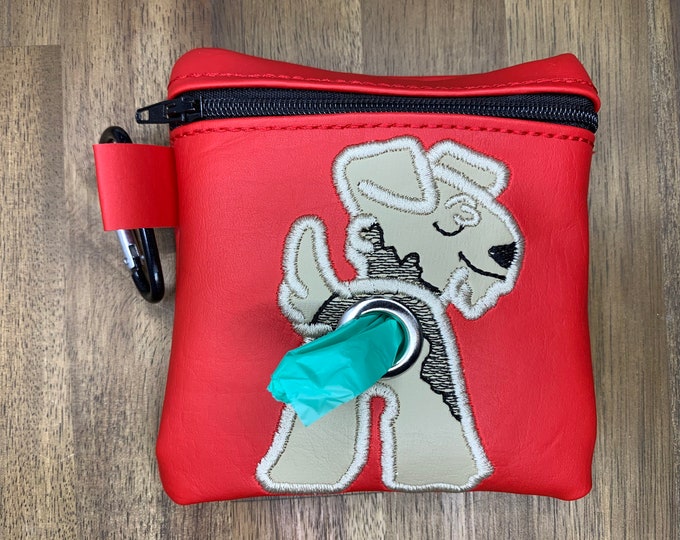 Welsh terrier / Airedale / Lakeland Dog poop bag holder - Pet waste bag dispenser - handmade - free shipping to canada