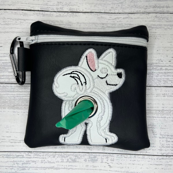 White Shiba Inu / American Eskimo / Hokkaido Dog poop bag holder - Pet waste bag dispenser - handmade - free shipping to canada