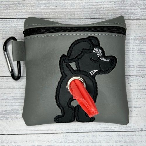 whippet greyhound Dog poop bag holder - black - Pet waste bag dispenser - handmade - free shipping to canada