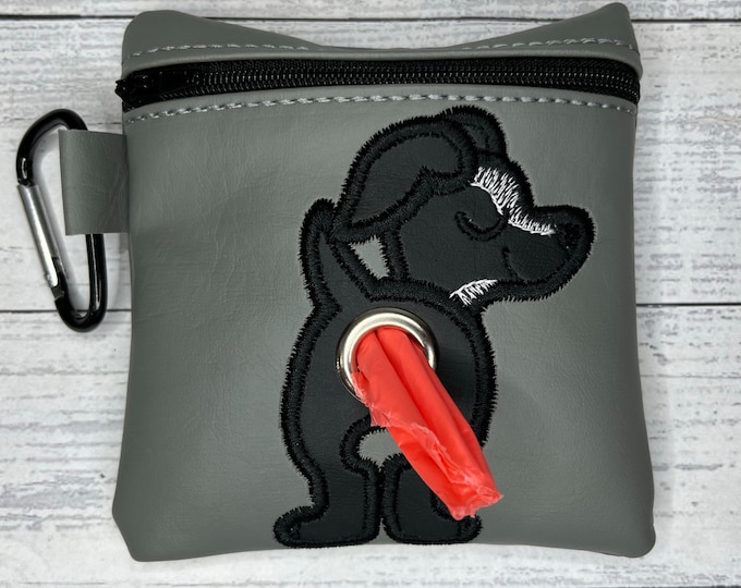 whippet greyhound Dog poop bag holder - black - Pet waste bag dispenser - handmade - free shipping to canada