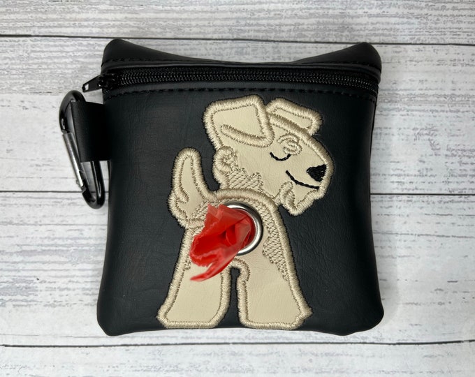 Wheaten terrier Dog poop bag holder - Pet waste bag dispenser - handmade - free shipping to canada