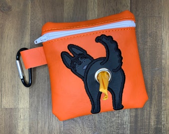 Black Husky Dog poop bag holder - Pet waste bag dispenser - handmade - free shipping to canada