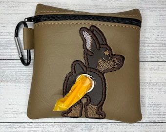 Brown Doberman Dog poop bag holder - Pet waste bag dispenser - handmade - free shipping to canada
