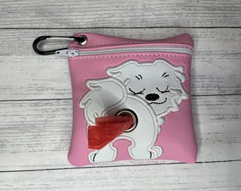 Maltese / Bichon maltais Dog poop bag holder - Pet waste bag dispenser - handmade - free shipping to canada