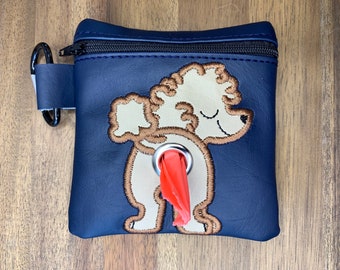 Red Poodle Dog poop bag holder - Pet waste bag dispenser - handmade - free shipping to canada