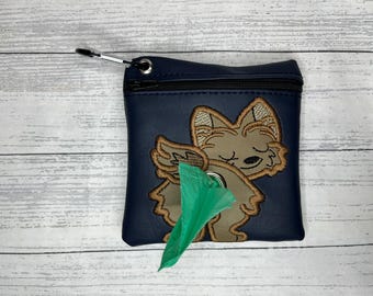 Yorkshire-Terrier / Yorkie Dog poop bag holder - beige - Pet waste bag dispenser - handmade - free shipping to canada