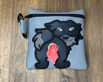 Black and white Maltipoo Dog poop bag holder - Pet waste bag dispenser - handmade - free shipping to canada