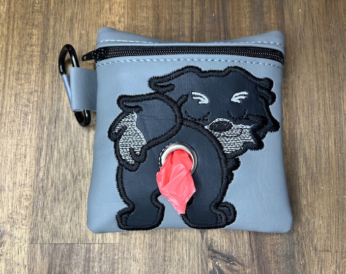 Black and white Maltipoo Dog poop bag holder - Pet waste bag dispenser - handmade - free shipping to canada