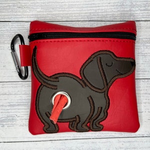 Dark Brown Dachshund - Dog poop bag holder - Pet waste bag dispenser - handmade - free shipping to canada