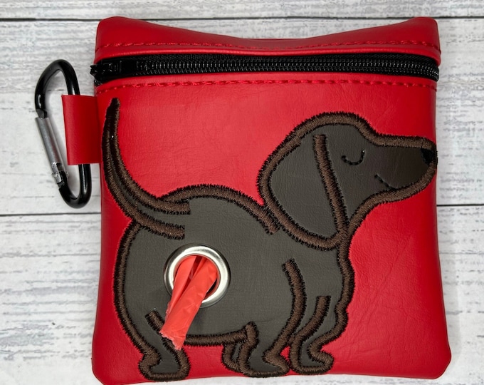 Dark Brown Dachshund - Dog poop bag holder - Pet waste bag dispenser - handmade - free shipping to canada
