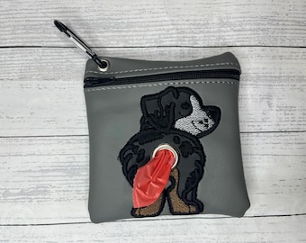 Black tri Australian shepherd dog poop pouch bag holder - Pet waste bag dispenser - handmade - free shipping to canada