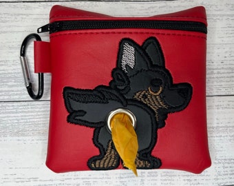 Black German Shepard Dog poop bag holder - Pet waste bag dispenser - handmade - free shipping to canada