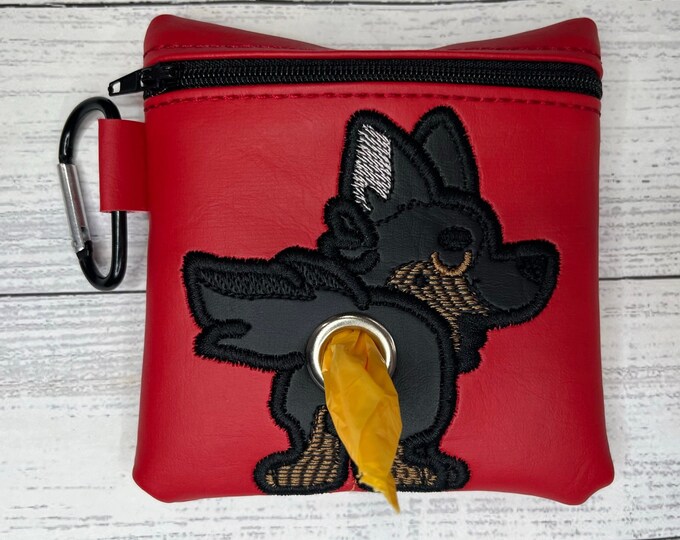 Black German Shepard Dog poop bag holder - Pet waste bag dispenser - handmade - free shipping to canada