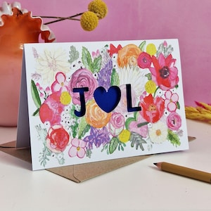 Tarjeta de boda personalizada recortada en papel