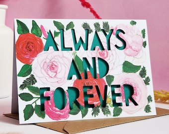 Always and Forever Paper Cut Card, Valentine's Paper Cut Card, Anniversary Card