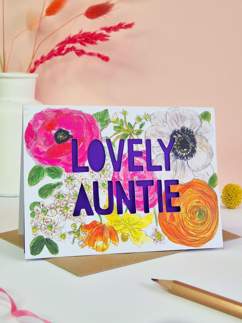 Aunt Birthday Card, Lovely Auntie Paper Cut Card, Card for Aunt, Paper ...