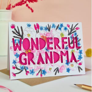 Paper Cut Card for Grandma or Nanny, Mothers Day Card for Grandma or Nanny