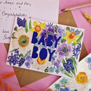 Baby Boy card, New Baby card, Paper cut new baby Card, new baby, Congratulations new baby image 2