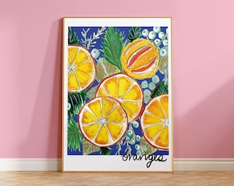 Oranges Print, Oranges Poster, Orange Art, Fruit Print, Kitchen Print, Kitchen Wall Art