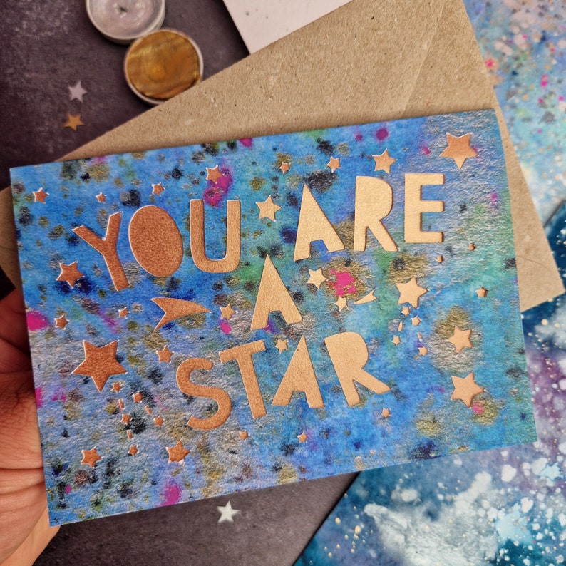 You are a Star Card, Paper Cut Thank You Card, Paper Cut Congratulations Card image 3